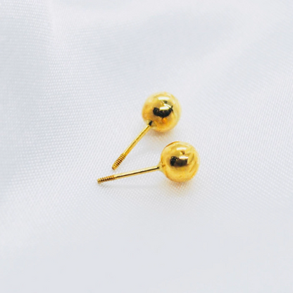 PENDIENTES De ORO 18K niña, Pendientes de ORO Amarillo Media Bola 18k, Oro Amarillo, Bola Oro 18k Labrado, dos modelos: bola redonda o chata