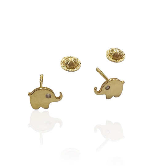 PENDIENTES ELEFANTES Oro 18K Circonitas, Pendientes bebé ORO 18 Kilates, Pendiente de Elefante circonita