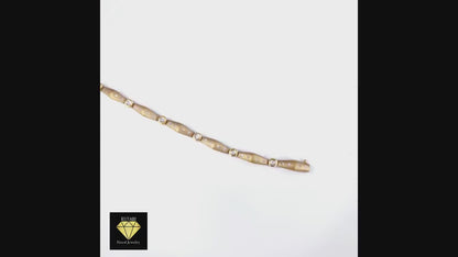 PULSERA de ORO Amarillo 18ky DIAMANTES de 0.29 Kilates en Total, Pulsera Oro Mujer y Brillantes, Brazalete de Oro de 18 Kilates y Diamantes