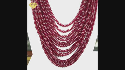 COLLAR de RUBIES, Collar RUBIES Piedra Preciosa Roja, Collar Rubi de Birmania de 11 Vueltas, Gargantilla Rubi de Birmania, Collar de Piedras