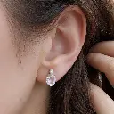 Precioso Pendientes de Aguamarinas Ovales y Brillantes en Oro Blanco de 18 k