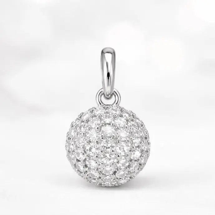 COLGANTE Redondo de BRILLANTES en Oro Blanco de 18 Kilates