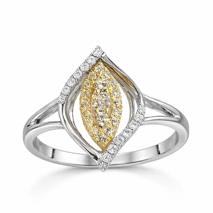 ANILLO Rombo Brillantes en Oro blanco y amarillo de 18 kilates