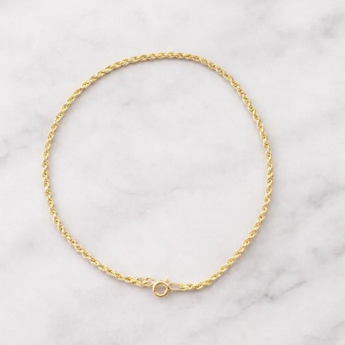 PULSERA de CORDÓN de Oro Amarillo 18 kilates, Pulsera Soga Oro, 20 cm