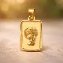 MEDALLA Rectangular Virgen Niña de Oro Amarillo 18 kilates 