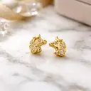 PENDIENTES Unicornio Oro 18K Circonitas, cierre de rosca