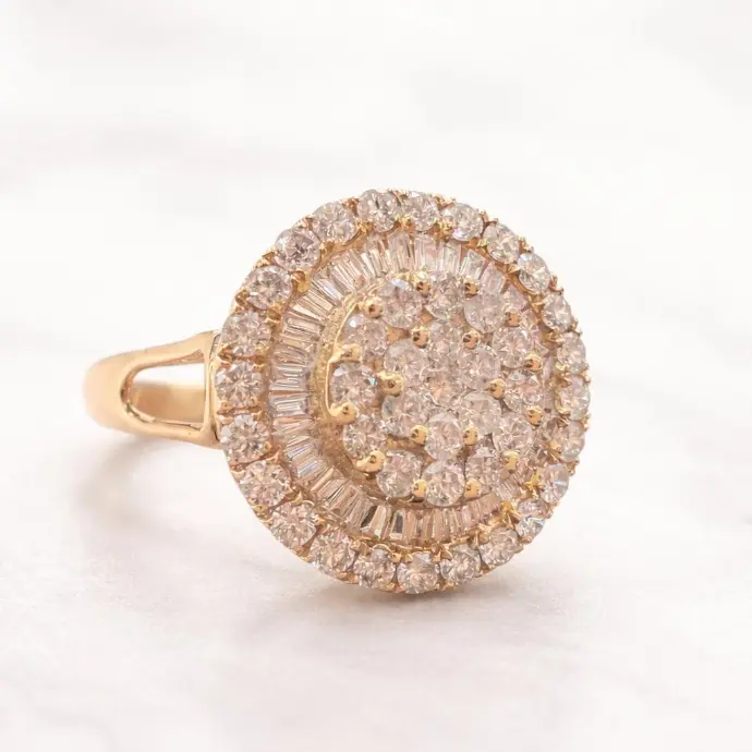 ANILLO Redondo de BRILLANTES en Oro Rosa 18 k