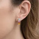 PENDIENTES Argollas ORO Rosa 18K con zafiros de colores