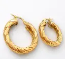 ARGOLLAS De ORO Amarillo 18 kilates , Arete trenzado Labrado y liso