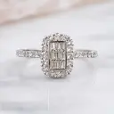 ANILLO Rectangular con DIAMANTES en Oro Blanco 18 MUJER