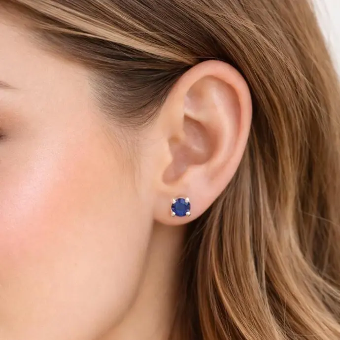 PENDIENTES de Oro Blanco de 18 kilates con Zafiros y Brillantes