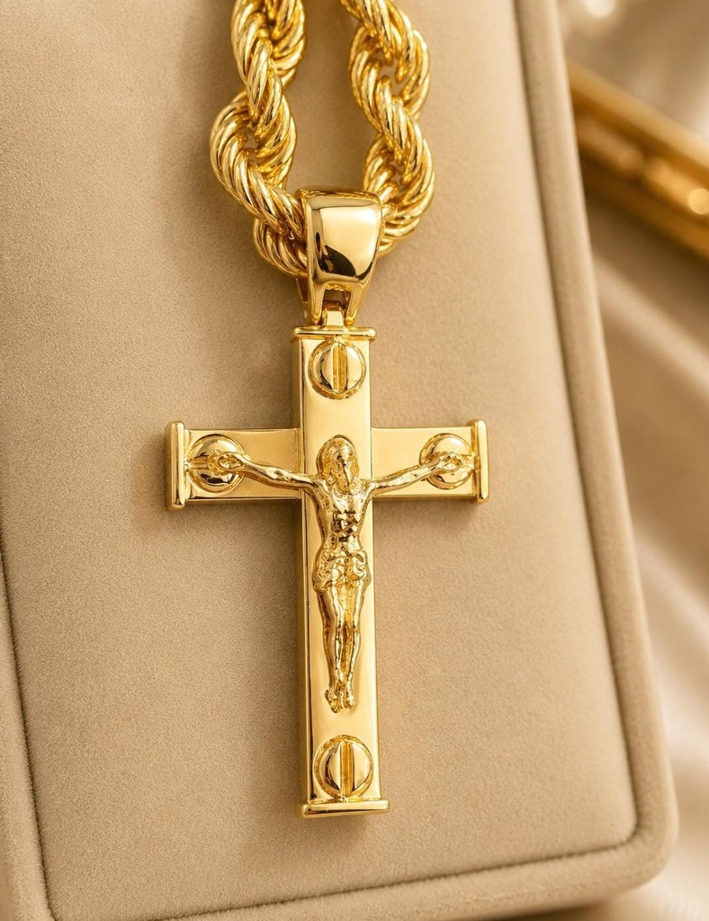 COLGANTE CRUZ Oro Amarillo 18 kilates, Cruz latina Oro Amarillo, Crucifijo Oro Amarillo 18 k