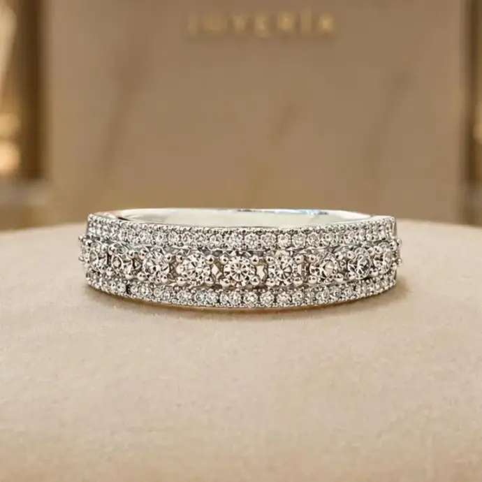 ANILLO BRILLANTES Oro Blanco 18 k