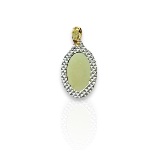 [C0 134] COLGANTE Chapa de Oro amarillo y oro blanco de 18 kilates Ovalada