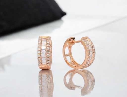 [P 1] ARGOLLLA  de ORO Rosa 18 kilates y Brillantes, Pendientes de mujer, Argollas de Oro con brillantes, Aretes de mujer