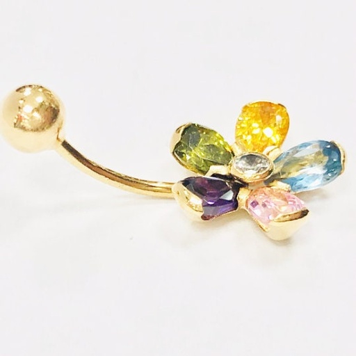 [Pi0] ANILLO OMBLIGO, PIERCING Ombligo Oro 18 kilates Topacios Circonita, Anillo vientre Oro Amarillo 18 kilates, Piercing Vientre Oro 18 kilates