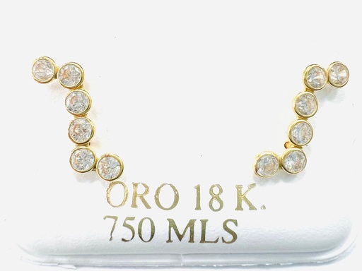 [Tre 1] sPendientes trepadores de Oro Amarillo de 18 kilates y Circonitas