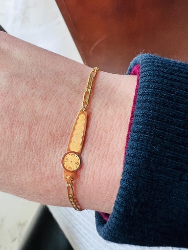 [P1141] PULSERA esclava de ORO Amarillo de 18 Kilates para bebé, niño o niña