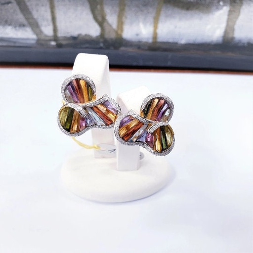 Pendientes De TURMALINA, DIAMANTES y ORO 18K