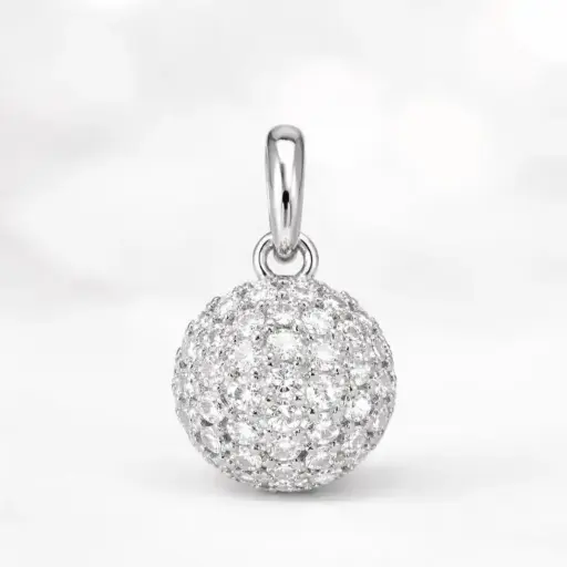 COLGANTE Redondo de BRILLANTES en Oro Blanco de 18 Kilates