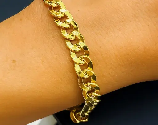 [Pul 4,5] PULSERA Barbada de ORO de 18 kilates, pulsera de eslabones, eslabones, pulsera 20 cm, pulsera de cadena de oro