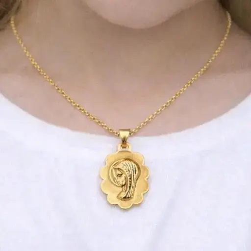 [Co 76] MEDALLA Flor Virgen Niña de Oro Amarillo 18 kilates