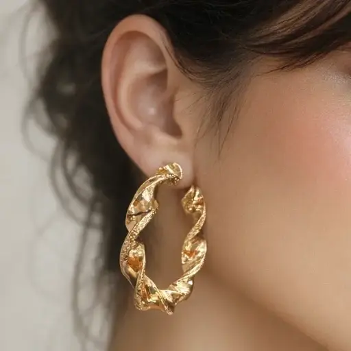 ARGOLLAS Trenzadas de ORO Amarillo de 18 Kilates 