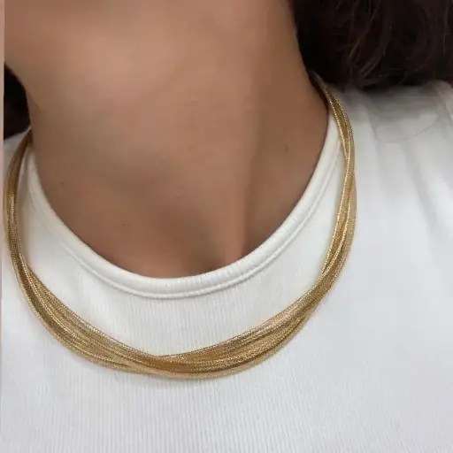 [P 1043] Precioso Collar de Oro Amarillo de 18 kilates, cierre de mosquetón