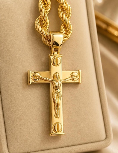 [Co 115] COLGANTE CRUZ Oro Amarillo 18 kilates, Cruz latina Oro Amarillo, Crucifijo Oro Amarillo 18 k