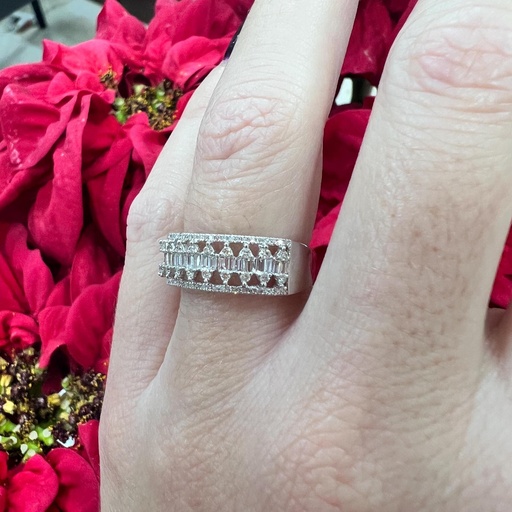 [P 1061] ANILLO Combinación de BRILLANTES Dibujo, Oro Blanco MUJER, Anillo Compromiso Oro Brillantes, Anillo Oro 18 Kilates